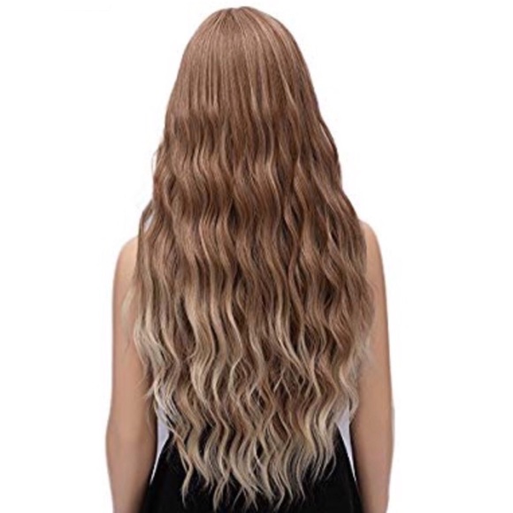 Brown Ombré Wig Natural Wave Curly Heat Resistant main image 4